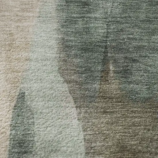 8' Beige Blue And Ivory Abstract Washable Round Rug With UV Protection Photo 9