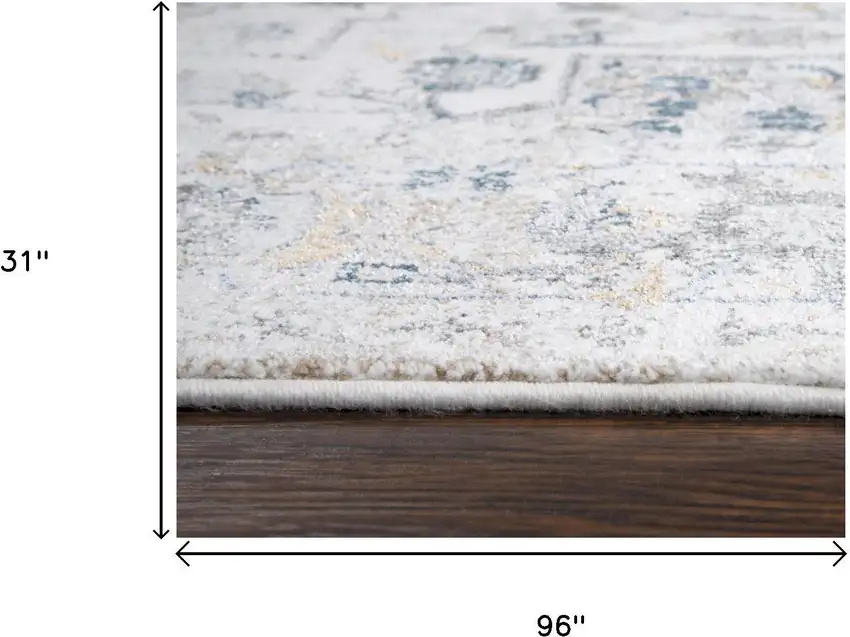 8' Beige Blue Gray And Rust Medallion Area Rug Photo 7