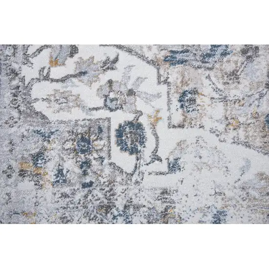 8' Beige Blue Gray And Rust Medallion Area Rug Photo 6