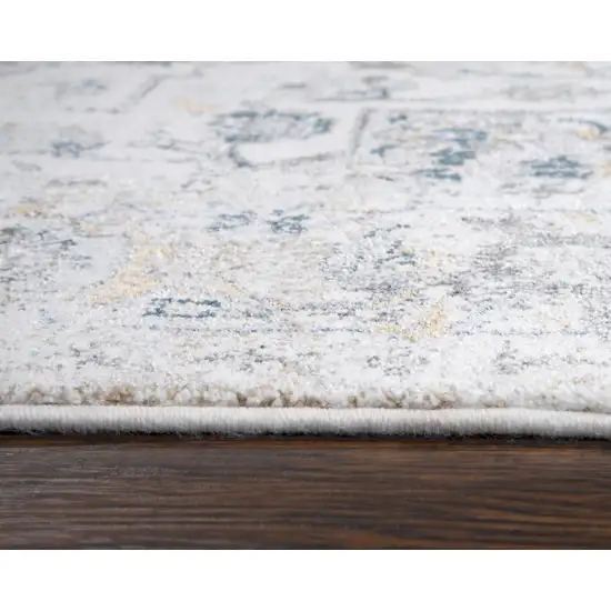 8' Beige Blue Gray And Rust Medallion Area Rug Photo 2