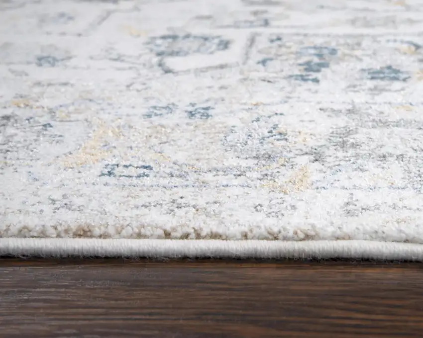 8' Beige Blue Gray And Rust Medallion Area Rug Photo 2