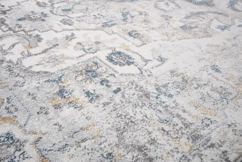 8' Beige Blue Gray And Rust Medallion Area Rug Photo 5