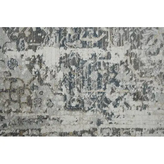 8' Beige Blue Gray And Rust Medallion Area Rug Photo 5