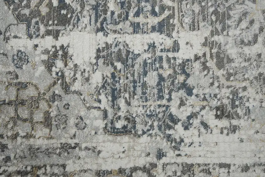 8' Beige Blue Gray And Rust Medallion Area Rug Photo 5