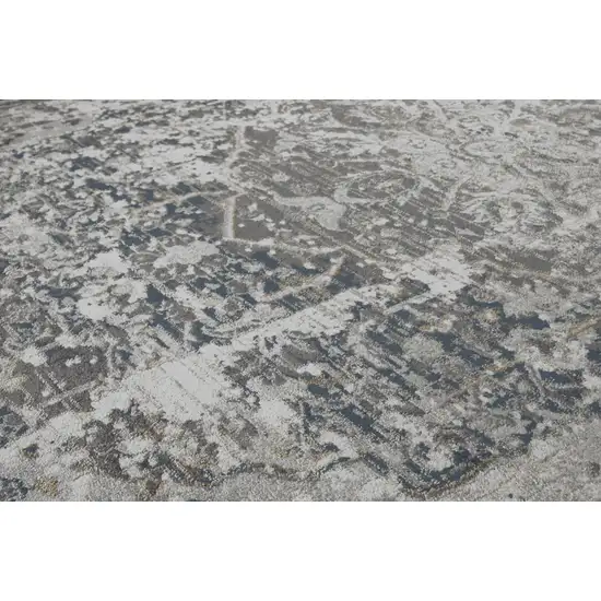 8' Beige Blue Gray And Rust Medallion Area Rug Photo 4