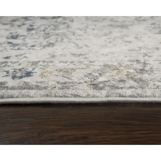 8' Beige Blue Gray And Rust Medallion Area Rug Photo 6