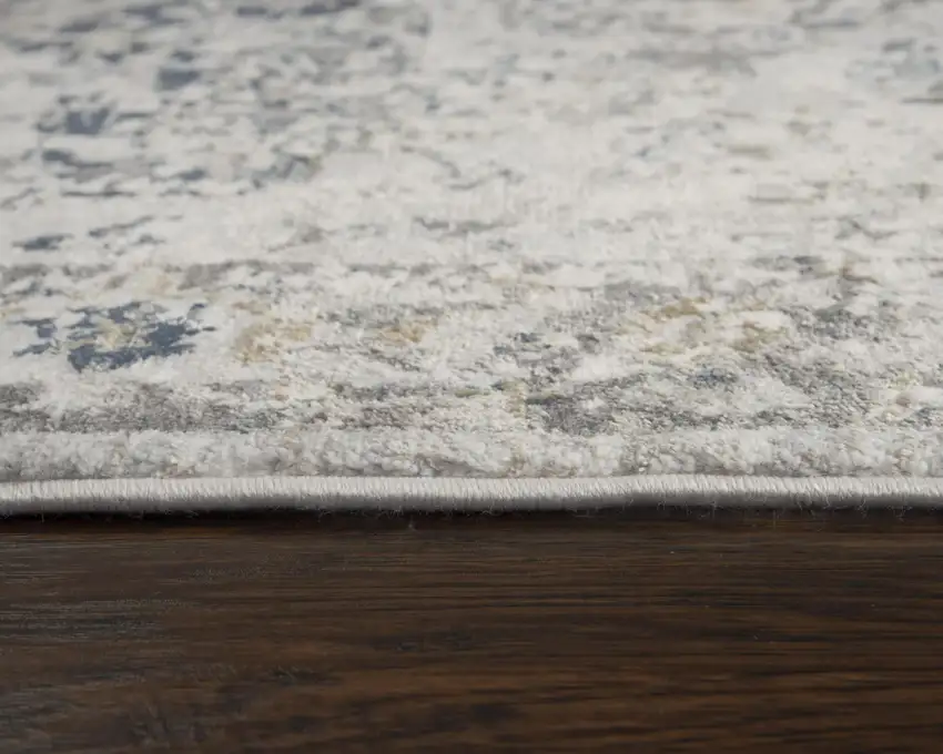 8' Beige Blue Gray And Rust Medallion Area Rug Photo 6