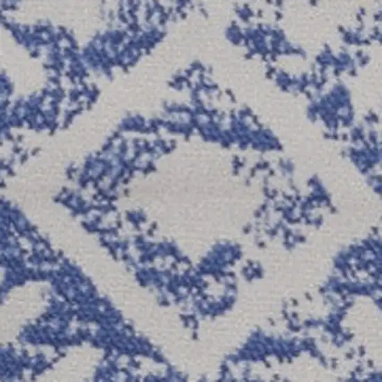 5' Beige Blue and Gray Geometric Round Rug Photo 7