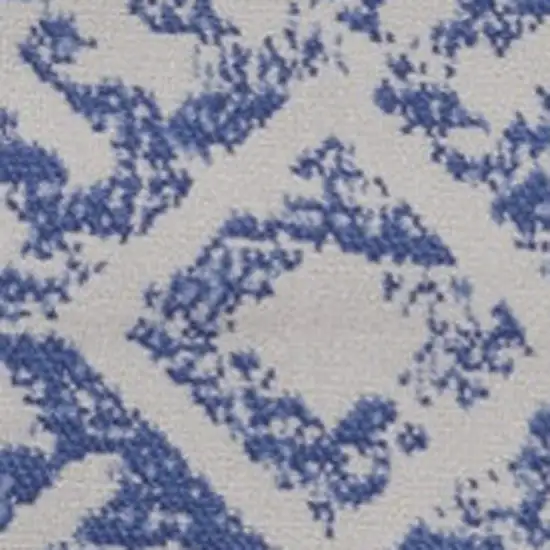 5' Beige Blue and Gray Geometric Round Rug Photo 3