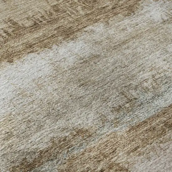 8' Beige Brown And Gray Abstract Washable Round Rug With UV Protection Photo 8