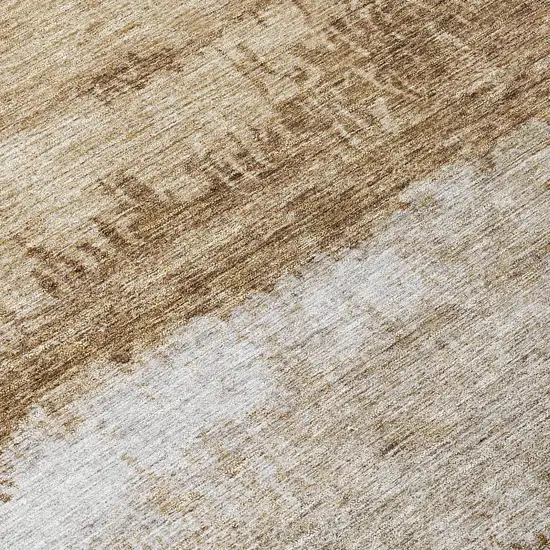 8' Beige Brown And Gray Round Abstract Washable Indoor Outdoor Area Rug Photo 8