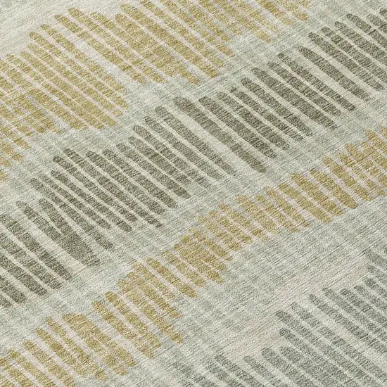 8' Beige Brown And Gray Round Striped Washable Indoor Outdoor Area Rug Photo 4