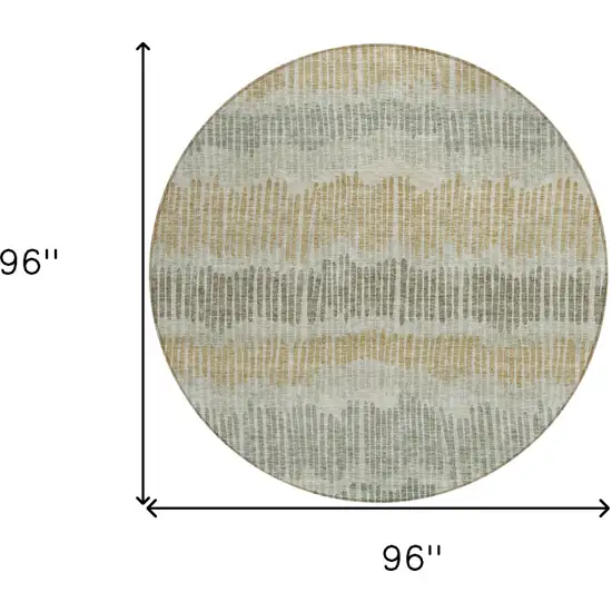 8' Beige Brown And Gray Round Striped Washable Indoor Outdoor Area Rug Photo 3