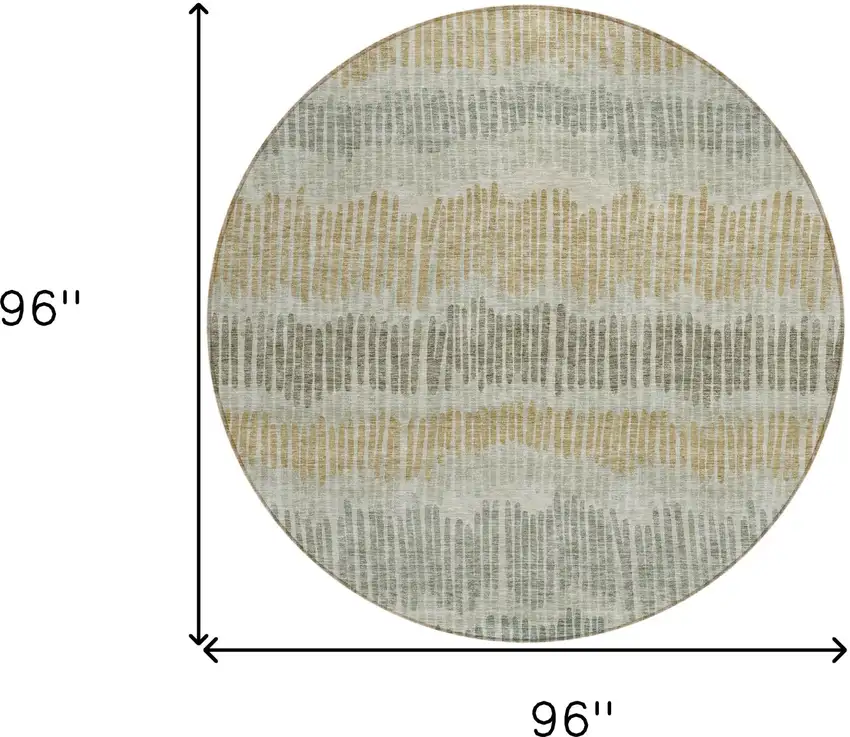8' Beige Brown And Gray Round Striped Washable Indoor Outdoor Area Rug Photo 3