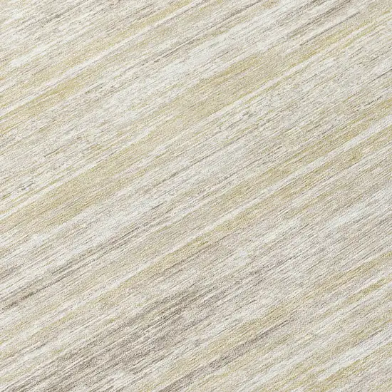 8' Beige Brown And Ivory Round Striped Washable Indoor Outdoor Area Rug Photo 8