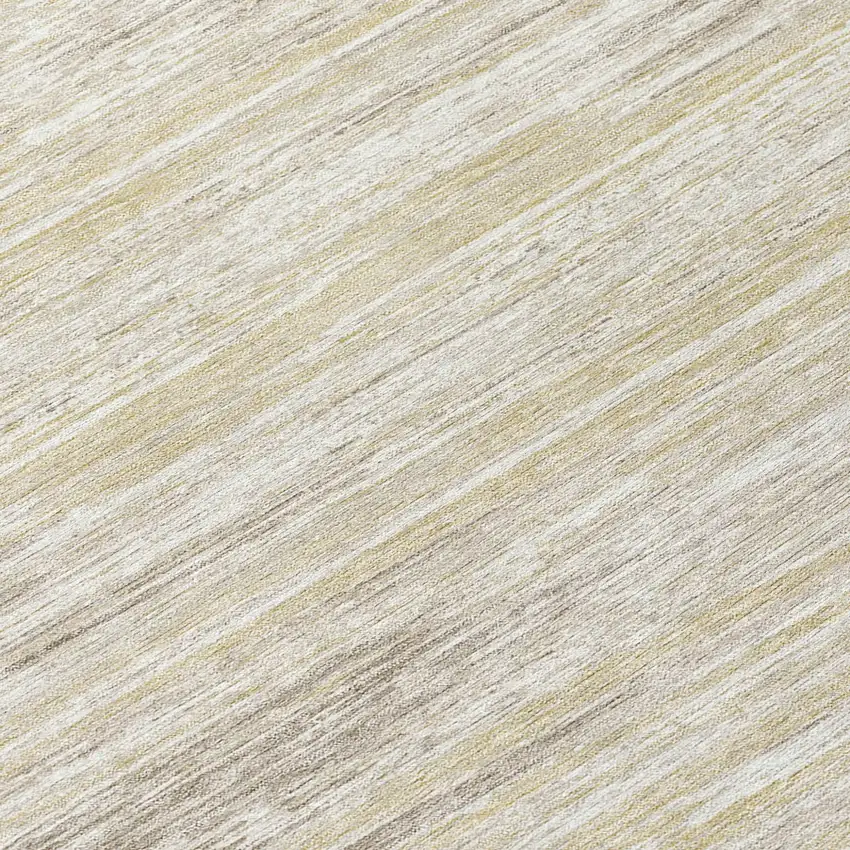8' Beige Brown And Ivory Round Striped Washable Indoor Outdoor Area Rug Photo 8