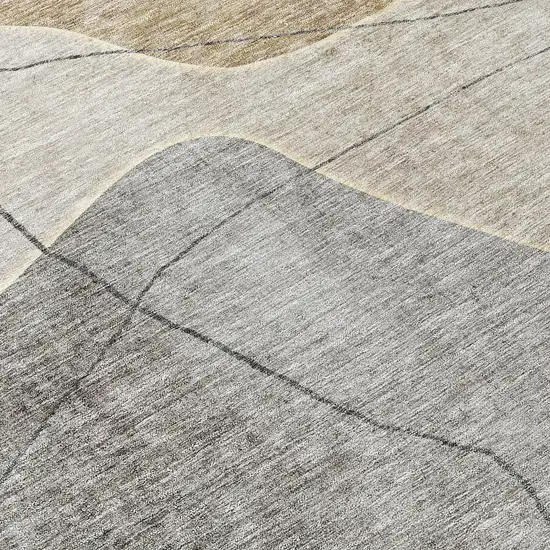 8' Beige Brown And Taupe Round Abstract Washable Indoor Outdoor Area Rug Photo 9