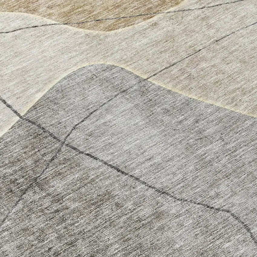 8' Beige Brown And Taupe Round Abstract Washable Indoor Outdoor Area Rug Photo 9