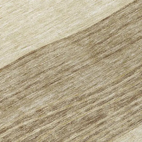 8' Beige Brown And Taupe Round Striped Washable Indoor Outdoor Area Rug Photo 9