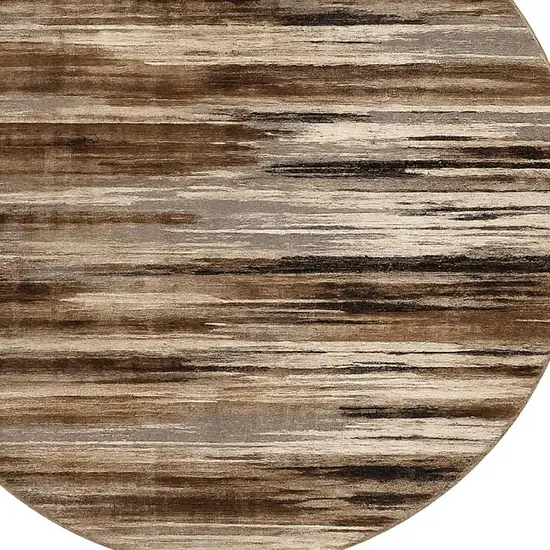 7' Beige Brown and Gray Abstract Distressed Round Rug Photo 3