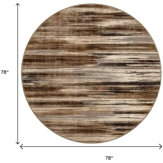 7' Beige Brown and Gray Abstract Distressed Round Rug Photo 9