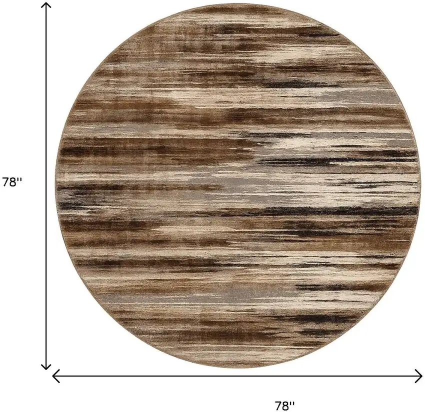 7' Beige Brown and Gray Abstract Distressed Round Rug Photo 9