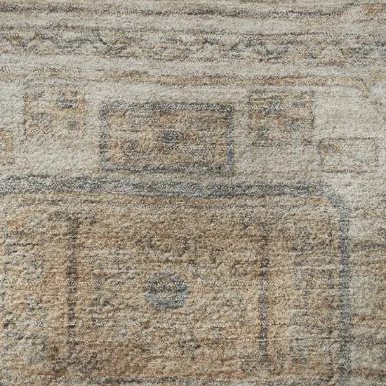 8' Beige Coffee And Gray Geometric Washable Round Rug With UV Protection Photo 9