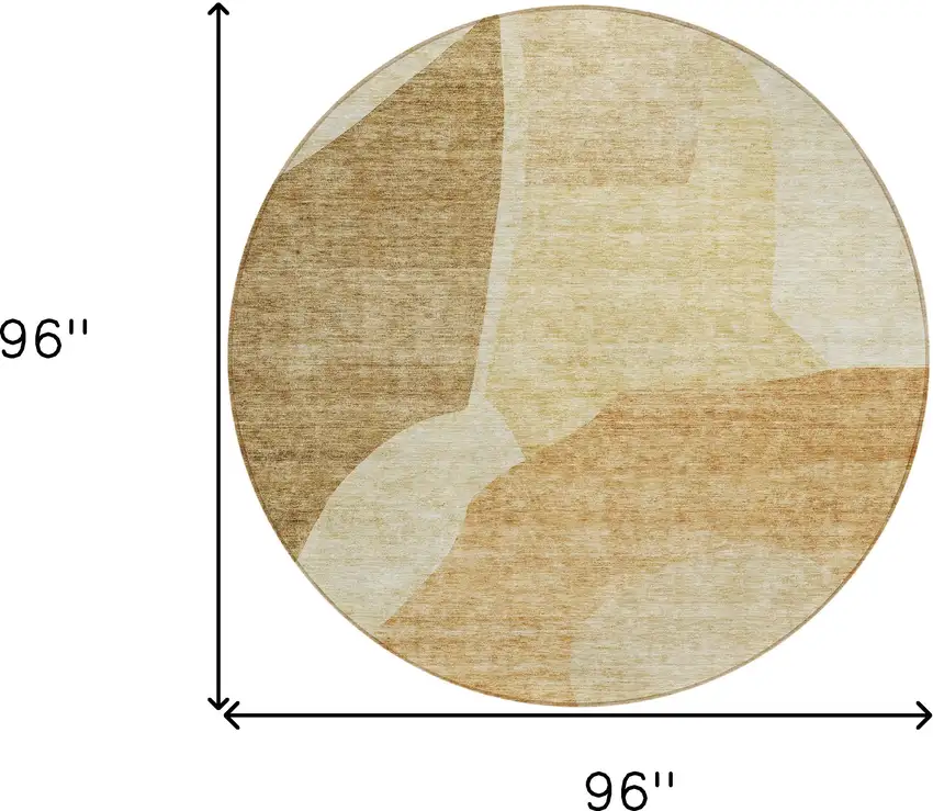8' Beige Copper And Brown Round Abstract Washable Indoor Outdoor Area Rug Photo 3