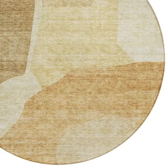 8' Beige Copper And Brown Round Abstract Washable Indoor Outdoor Area Rug Photo 5