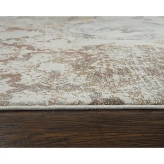 8' Beige Copper And Gray Damask Area Rug Photo 2