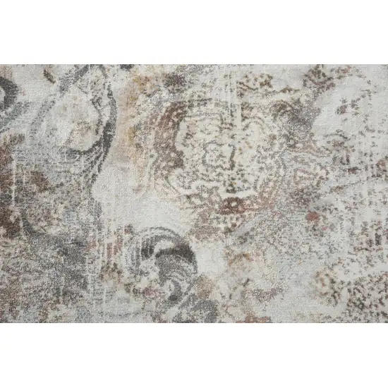 8' Beige Copper And Gray Damask Area Rug Photo 6