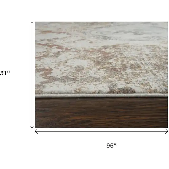 8' Beige Copper And Gray Damask Area Rug Photo 7