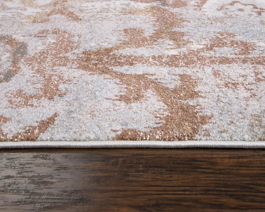 8' Beige Copper And Gray Geometric Area Rug Photo 2