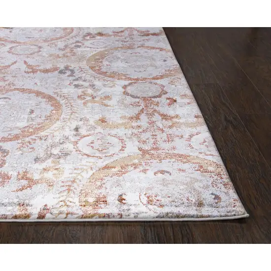 8' Beige Copper And Gray Geometric Area Rug Photo 4