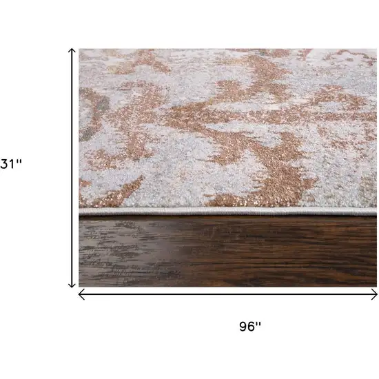 8' Beige Copper And Gray Geometric Area Rug Photo 7