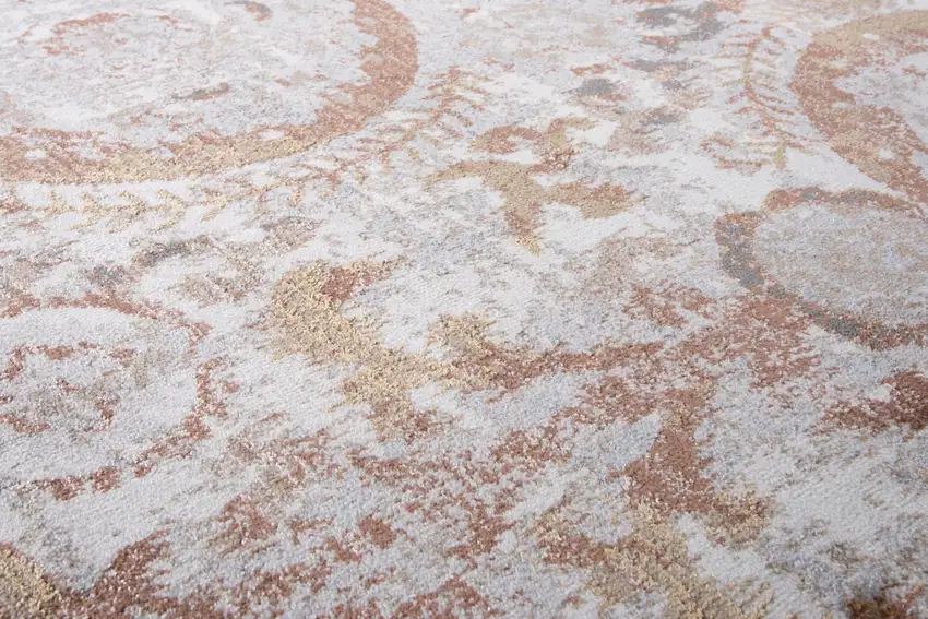 8' Beige Copper And Gray Geometric Area Rug Photo 5