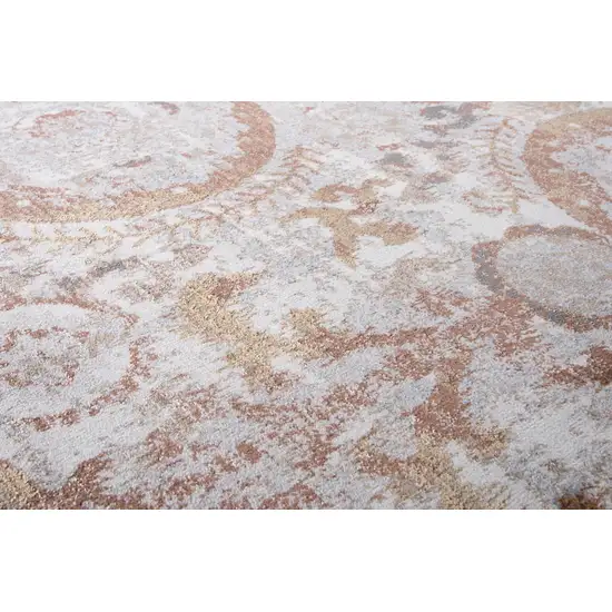 8' Beige Copper And Gray Geometric Area Rug Photo 5