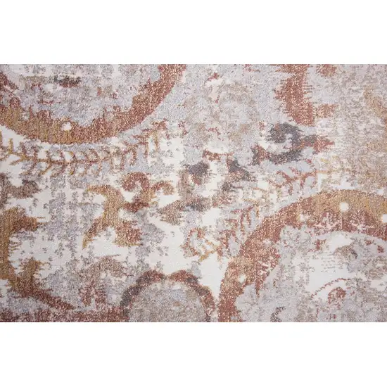 8' Beige Copper And Gray Geometric Area Rug Photo 6