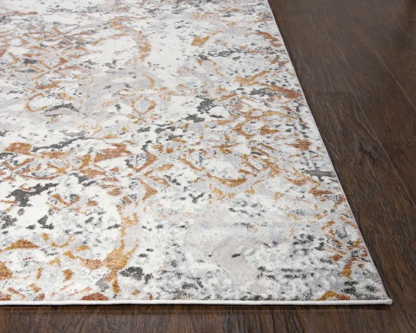 8' Beige Copper And Gray Medallion Area Rug Photo 3