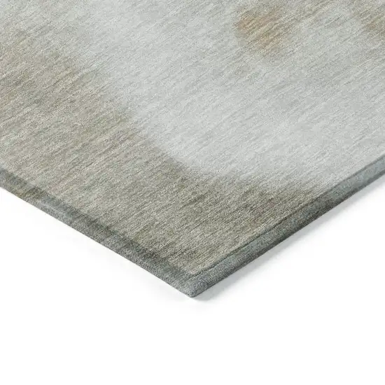 8' Beige Copper And Gray Round Abstract Washable Indoor Outdoor Area Rug Photo 8