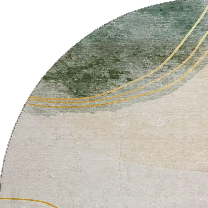 8' Beige Copper And Taupe Abstract Washable Round Rug With UV Protection Photo 4