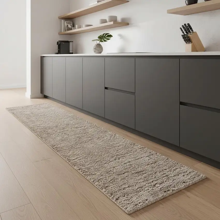 8' Beige Flatweave Runner Rug Photo 2