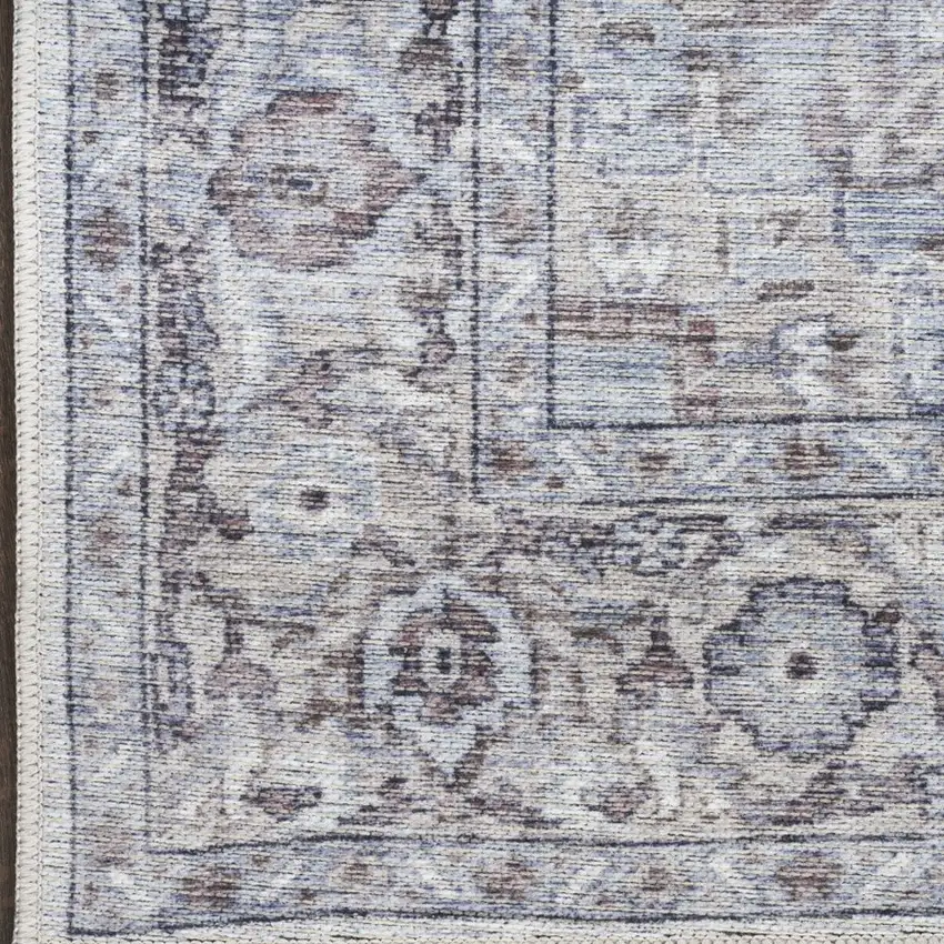 12' Beige Floral Distressed Runner Rug Photo 6