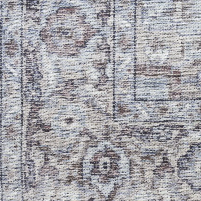 12' Beige Floral Distressed Runner Rug Photo 7