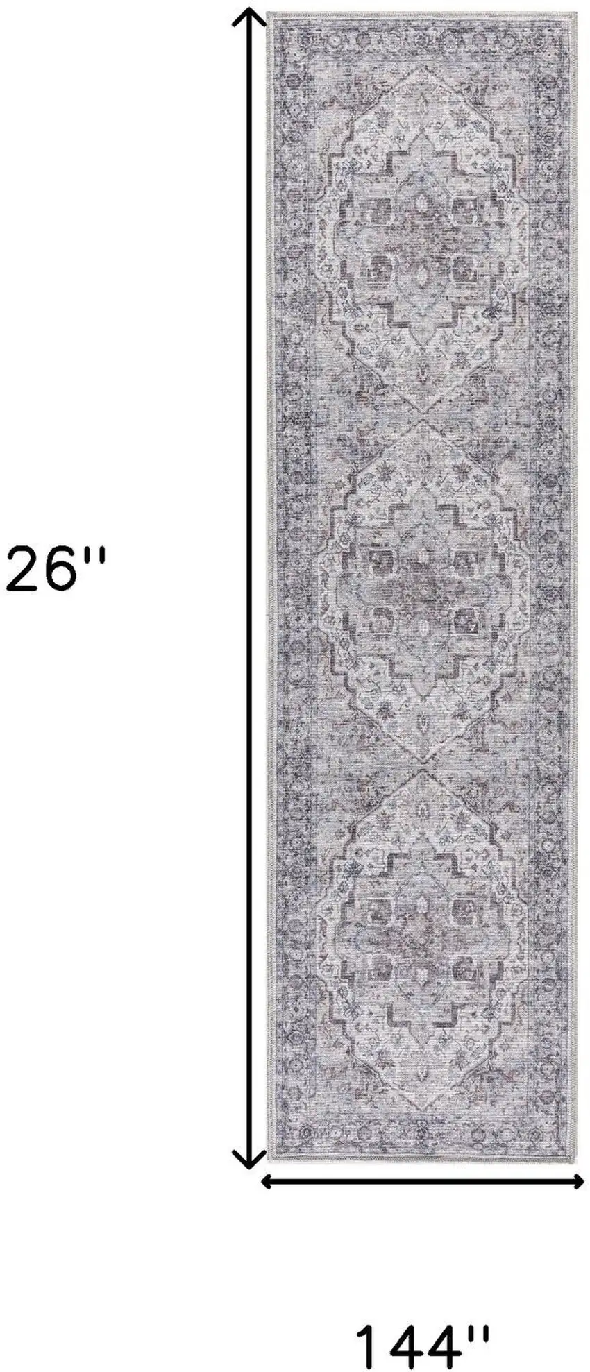 12' Beige Floral Distressed Runner Rug Photo 3