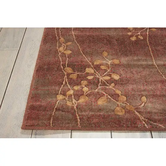 6' Beige Floral Runner Rug Photo 3