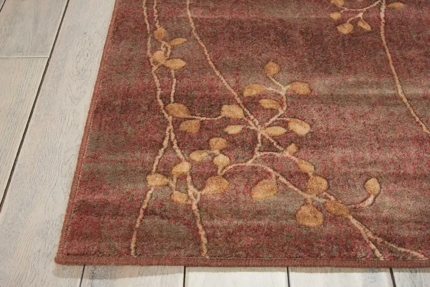 6' Beige Floral Runner Rug Photo 3
