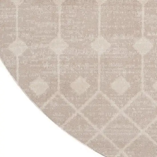 4' Beige Geometric Power Loom Round Rug Photo 3