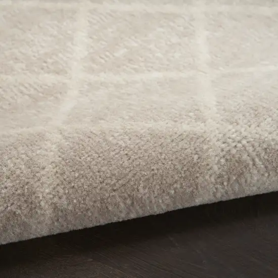 10' Beige Geometric Power Loom Runner Rug Photo 9