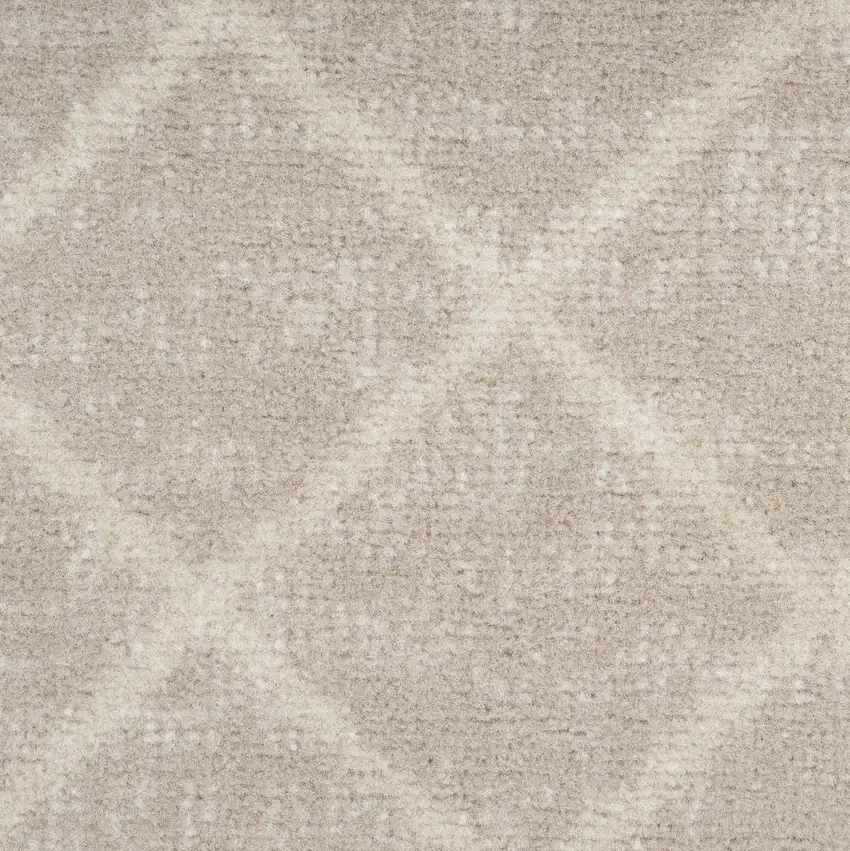 10' Beige Geometric Power Loom Runner Rug Photo 9